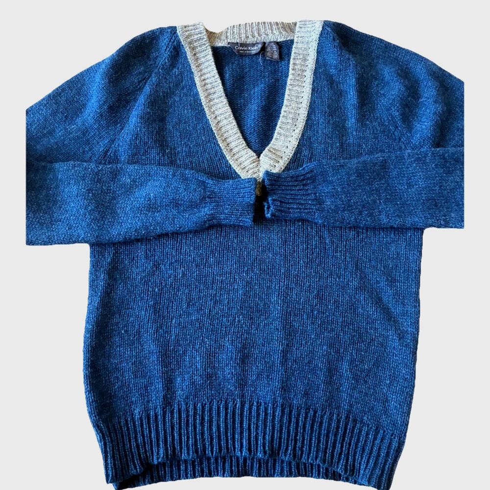 vtg 80s Scottish shetland wool sweater calvin klein hong kong Grandpa Retro RARE